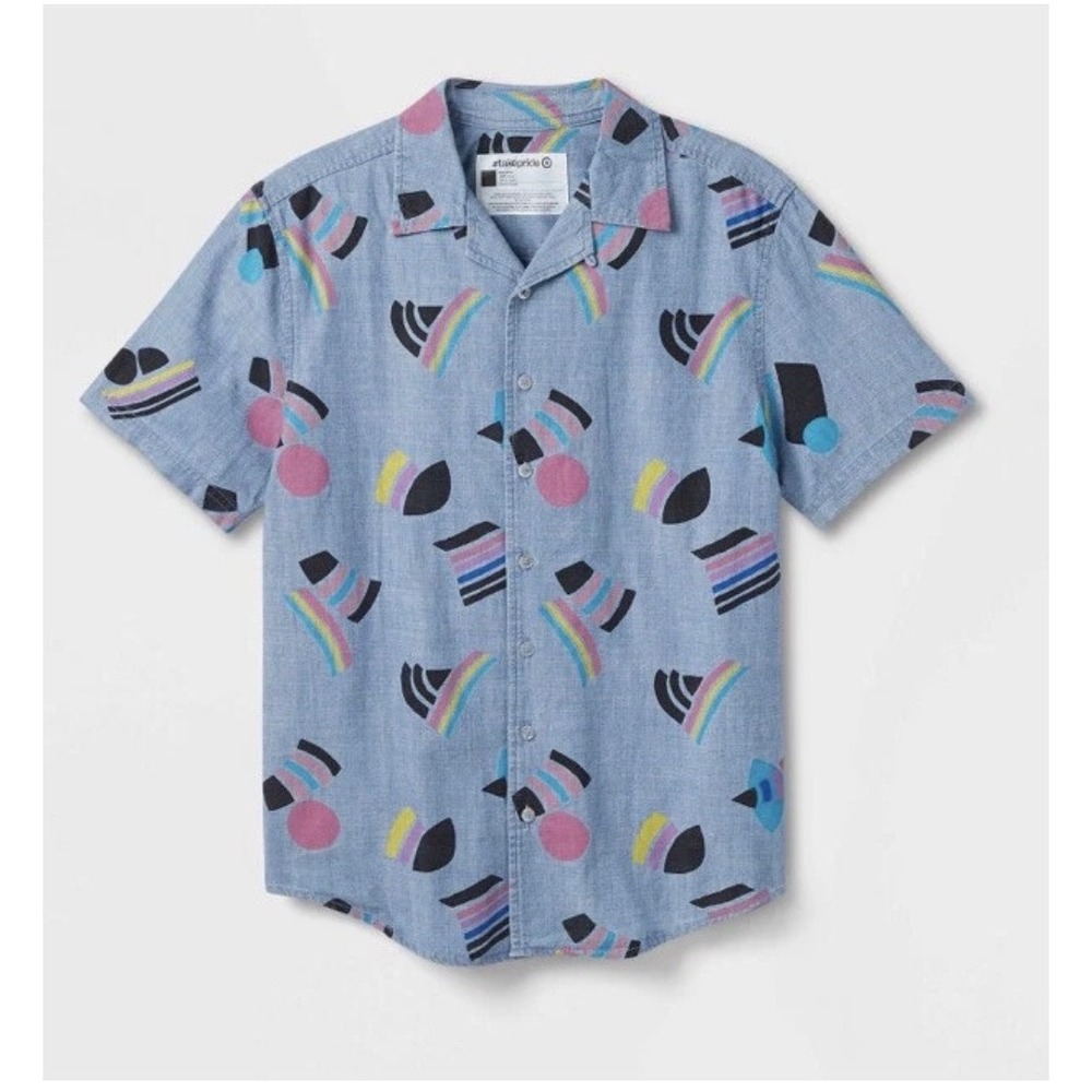Target #takepride Cotton Geometric Rainbow Short Sleeve Shirt LGBTQ
Men L Blue